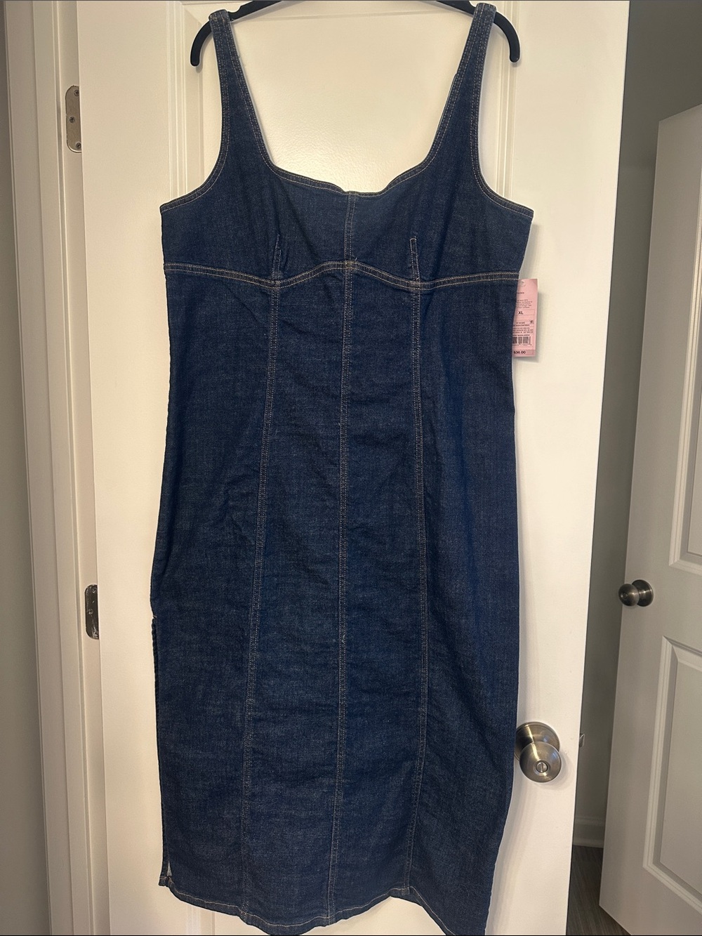 Long Sleeveless Dark Blue Denim Dress